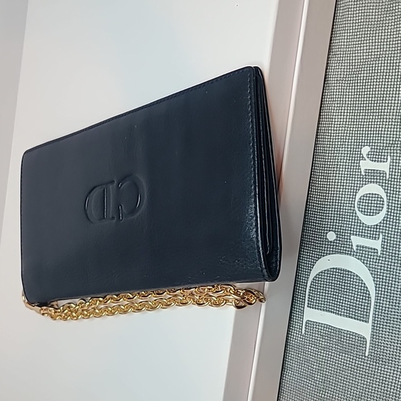 DIOR VINTAGE 90'S FOLIO CD MARK LONG WALLET NAVY LEATHER/RED INTERIOR/GOLD HRDWR - Picture 17 of 17